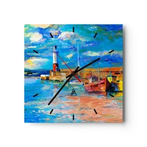 Ceas de perete - Ceas pe sticlă - După-amiază în golful de curcubeu - 30x30 cm