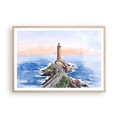 Poster în ramă de stejar deschis - Cu fața la mare - 100x70 cm