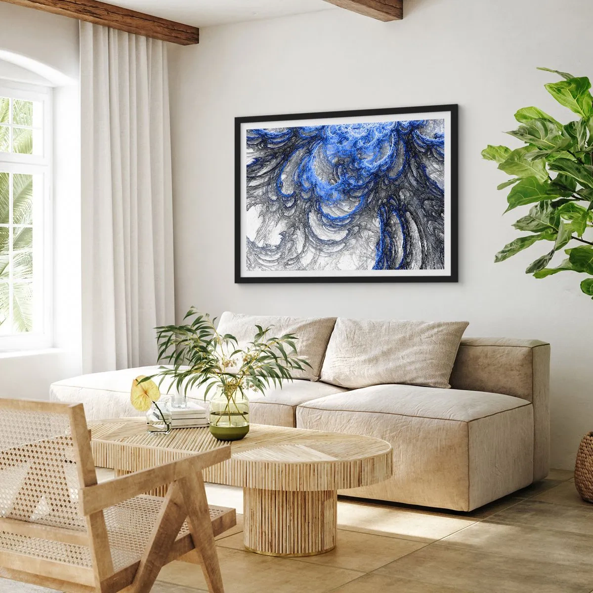 Poster în ramă neagră - Nașterea unui val - 70x50 cm