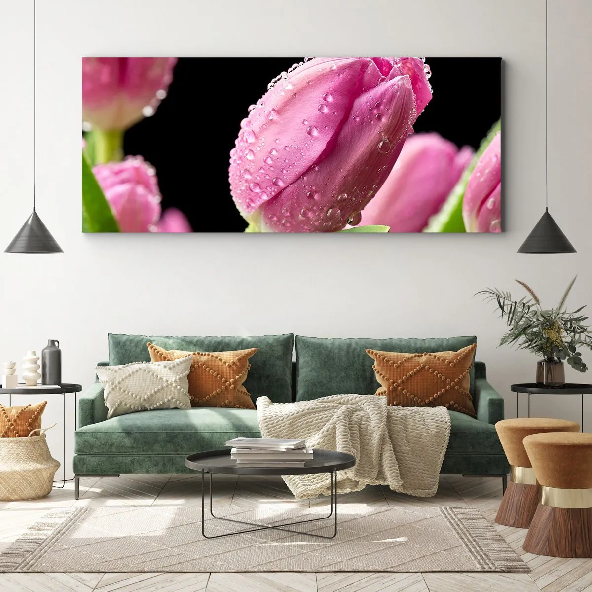 Tablou pe pânză - Un vis de liliac în rouă - 140x50 cm