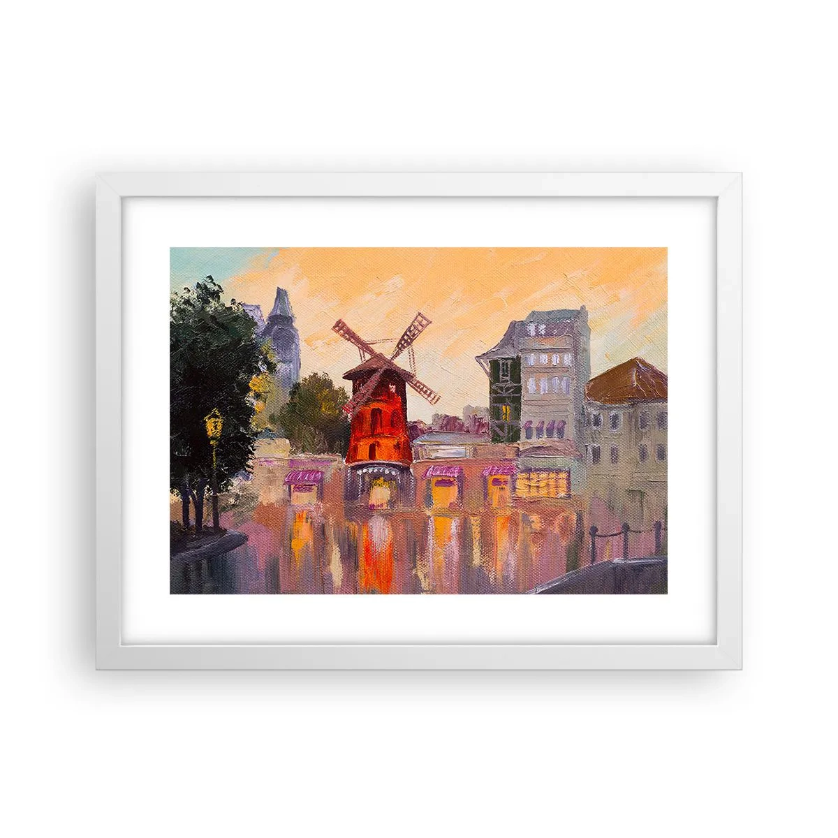Poster în ramă albă - Icoane pariziene - Moulin Rouge - 40x30 cm