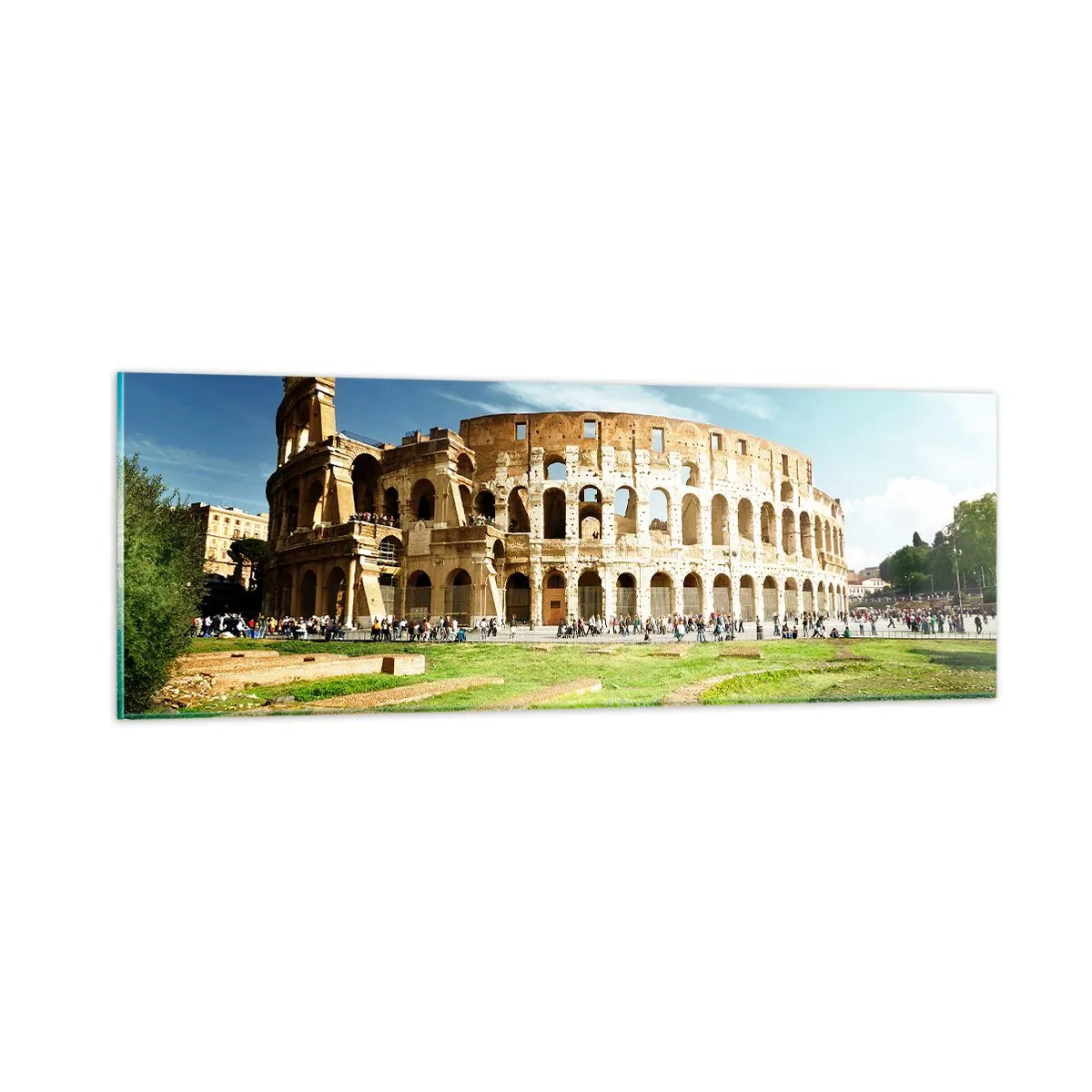 Tablou pe sticlă - Încă mai poți auzi zgomotul armelor - 90x30 cm