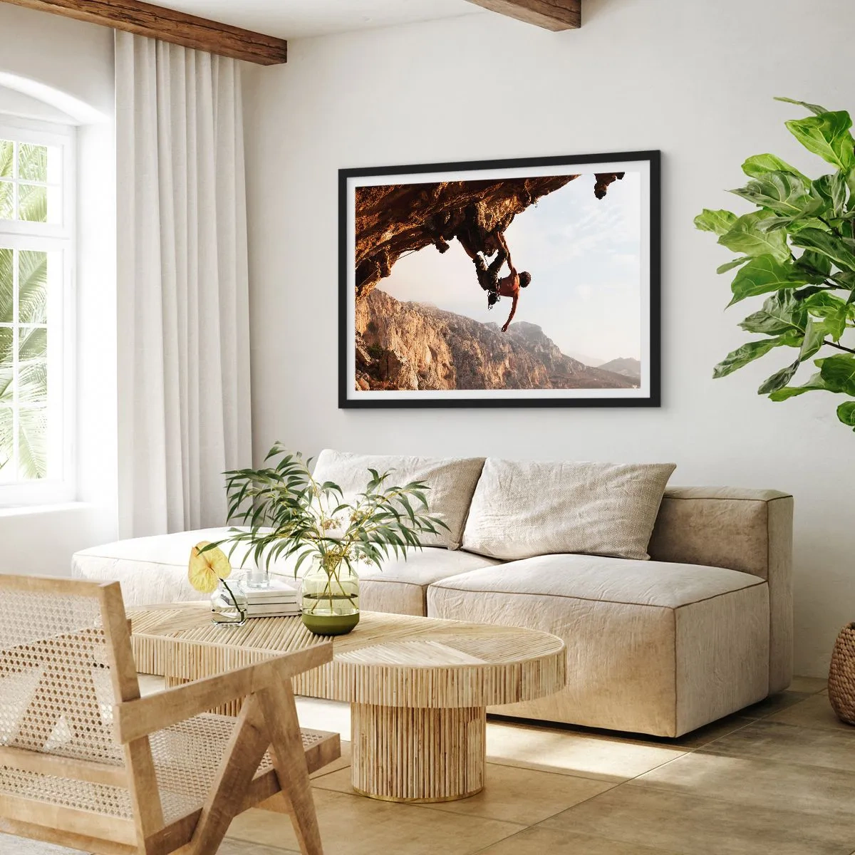 Poster în ramă neagră - Lumea s-a micșorat într-un pumn pe un afloriment de bolovani - 91x61 cm
