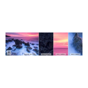 Mostră tapet autocolant Deluxe Sticker - Naștere în sclipici și ceață - Peisaj, Ocean, Apus de soare - 100x30 cm