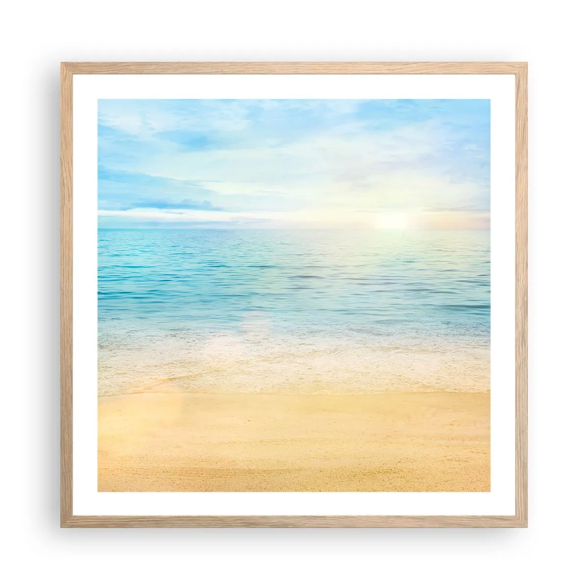 Poster în ramă de stejar deschis - Marele albastru - 60x60 cm