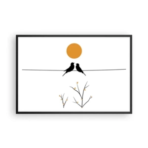 Poster în ramă neagră - Seară cu privighetori - 91x61 cm