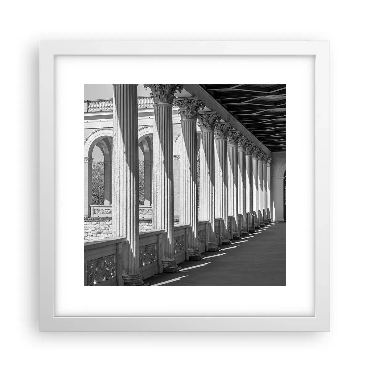 Poster în ramă albă - Arcadă însorită - 30x30 cm