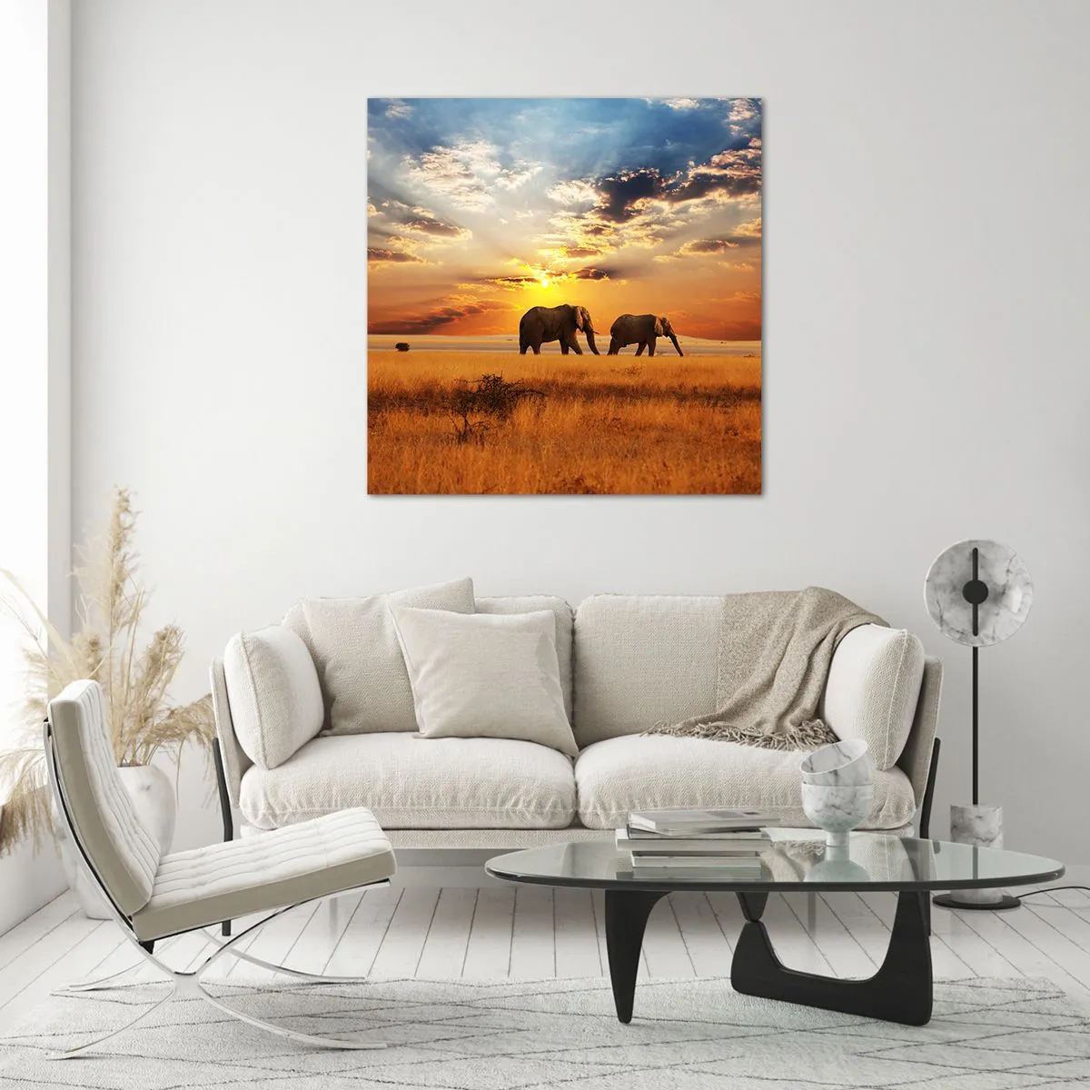 Tablou pe sticlă - Plimbare în familie - 70x70 cm