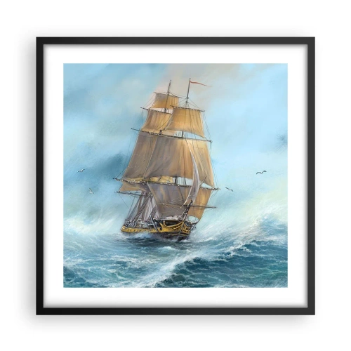 Poster în ramă neagră - Rulează pe valuri - 50x50 cm