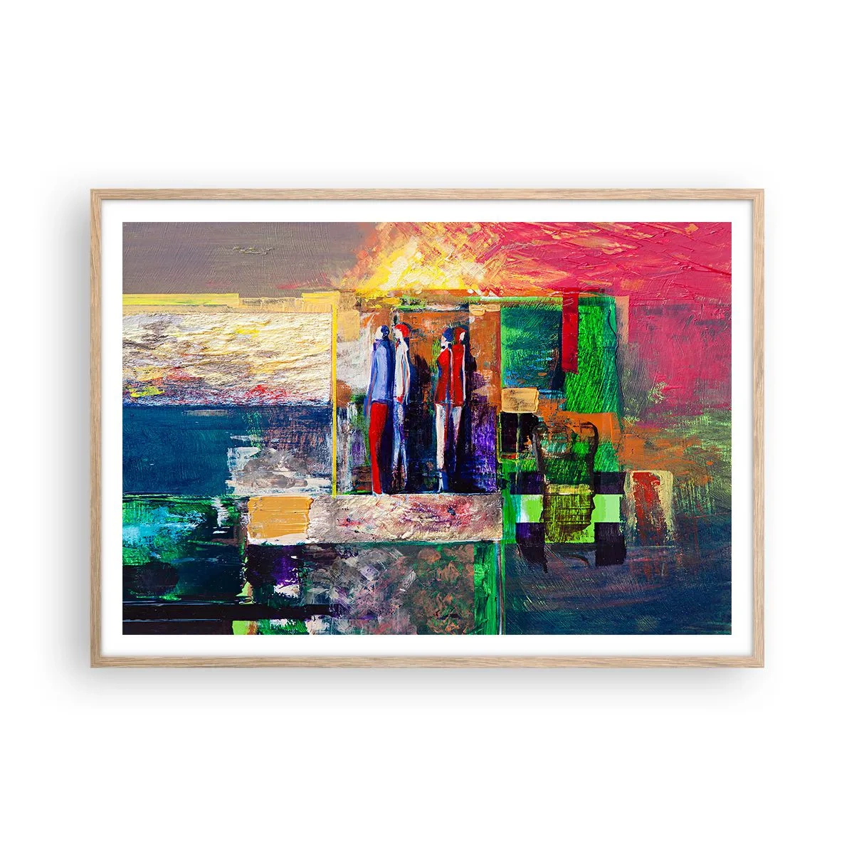 Poster în ramă de stejar deschis - Relații și emoții - 100x70 cm