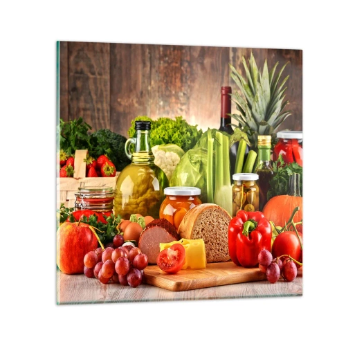 Tablou pe sticlă - Afumate, prăjite, marinate - 40x40 cm