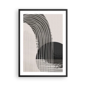 Poster în ramă neagră - Abstracție minimalistă în alb și negru - 50x70cm - Până acolo și înapoi - Decorațiune modernă pentru perete pentru living și dormitor ARTTOR
