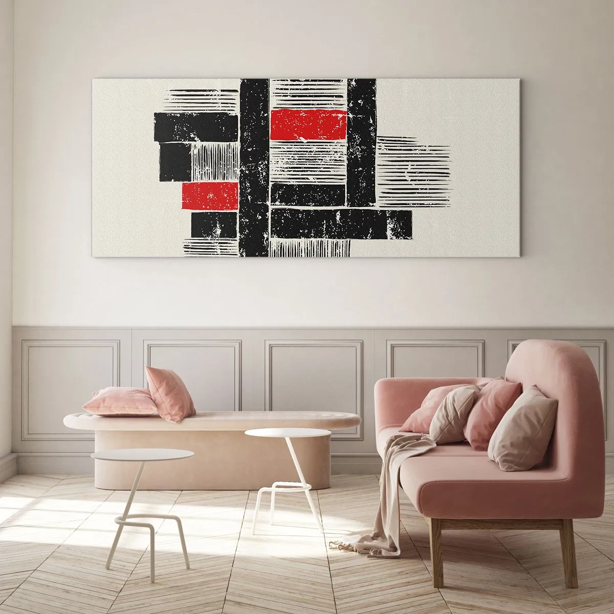 Tablou pe sticlă - Roșu și negru - 120x50 cm