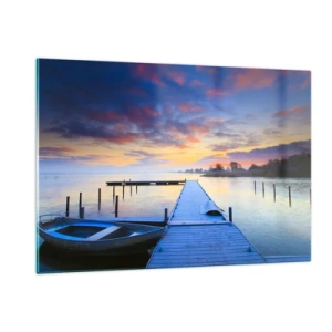 Tablou pe sticlă - Seninătate mov-auriu - 120x80 cm