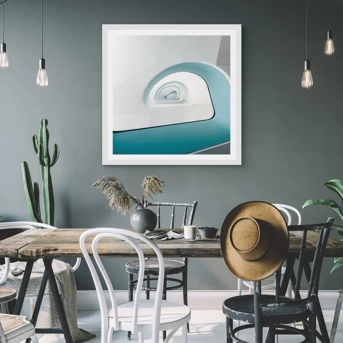 Poster în ramă albă - Până la fundul albastrului - 60x60 cm