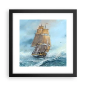 Poster în ramă neagră - Rulează pe valuri - 30x30 cm