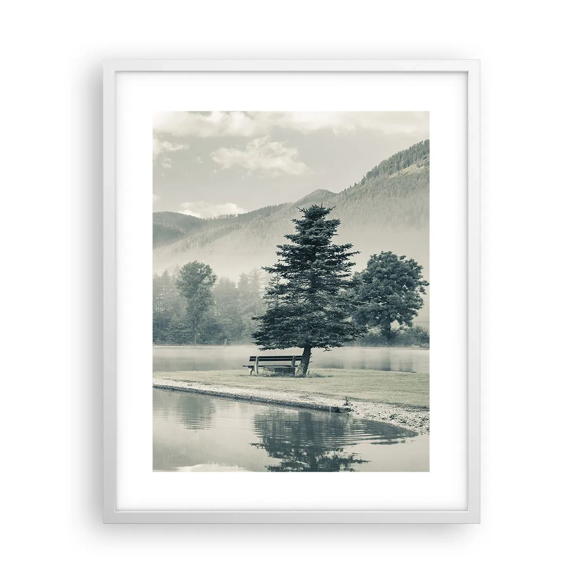 Poster în ramă albă - Lacul încă doarme - 40x50 cm