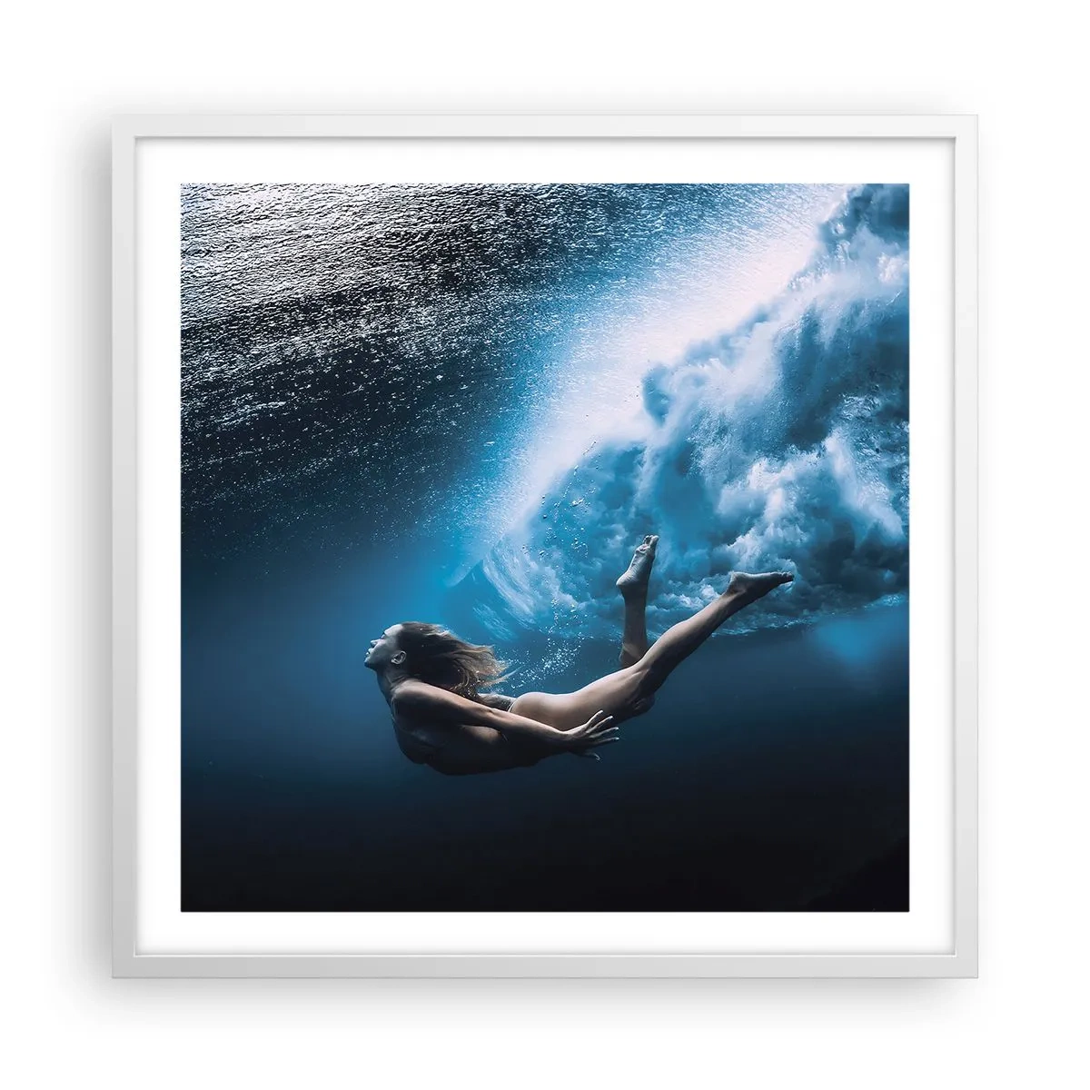 Poster în ramă albă - Sirena modernă - 60x60 cm