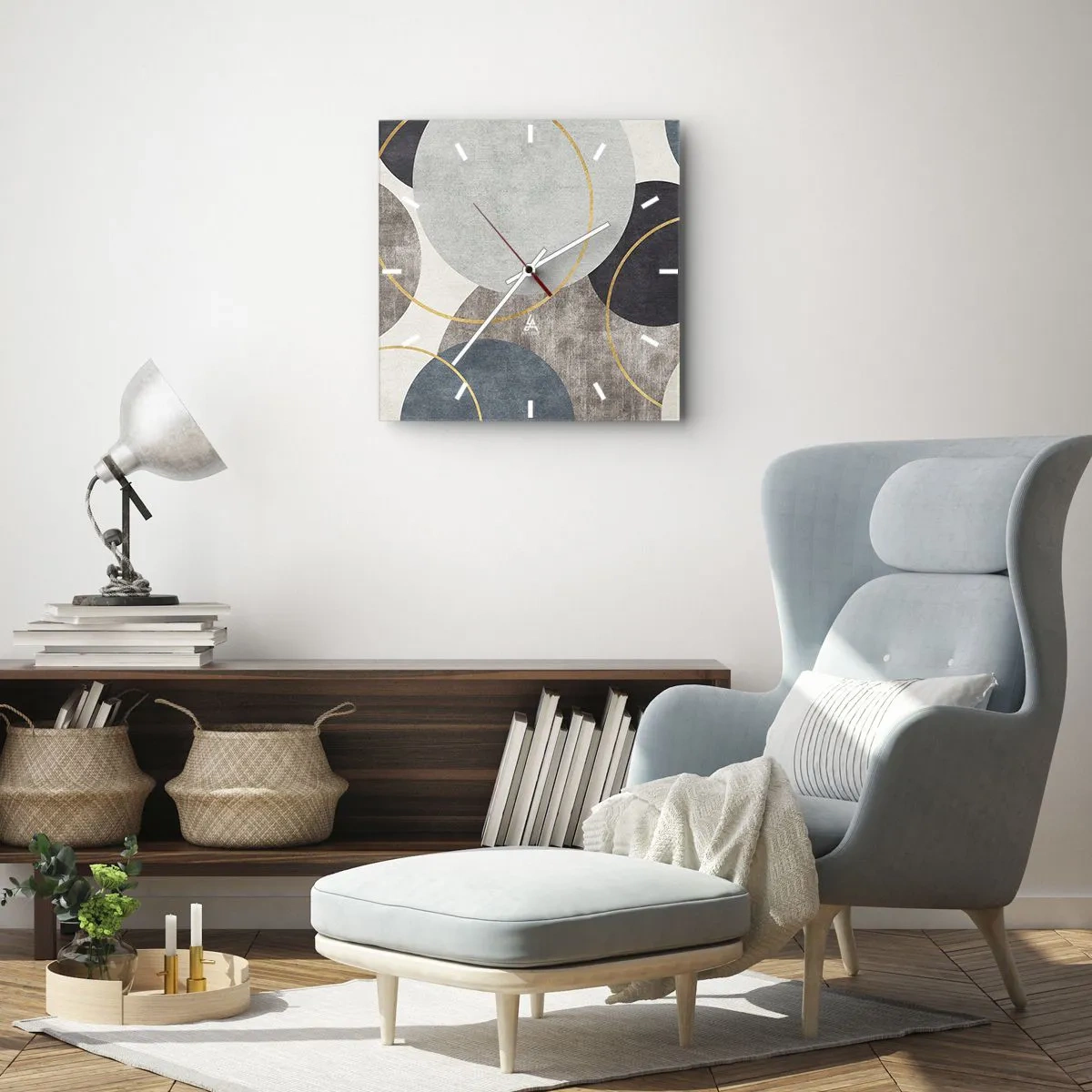 Ceas de perete - Ceas pe sticlă - Roată cu roată - 40x40 cm
