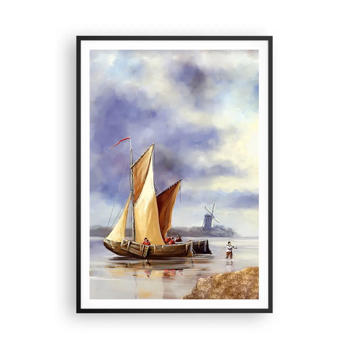 Poster în ramă neagră - Întoarcerea marinarilor - 70x100 cm