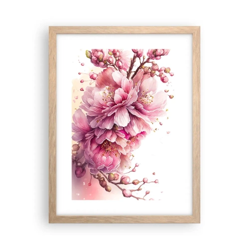 Poster în ramă de stejar deschis - Flori de cireș - 30x40 cm