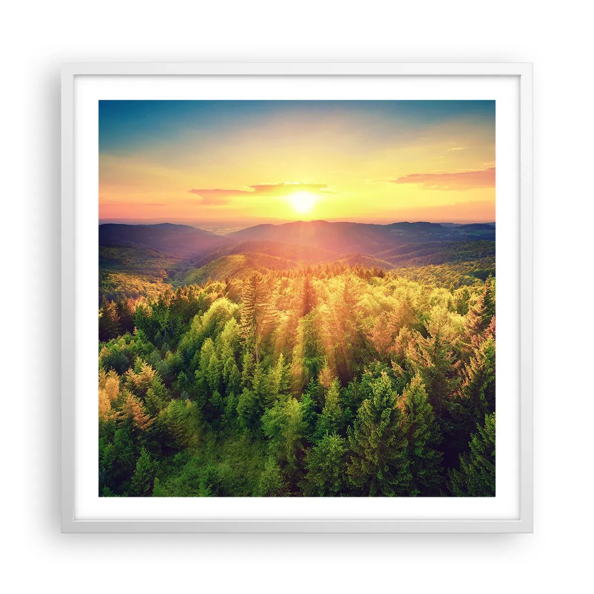 Poster în ramă albă - Vârfuri și culmi - 60x60 cm