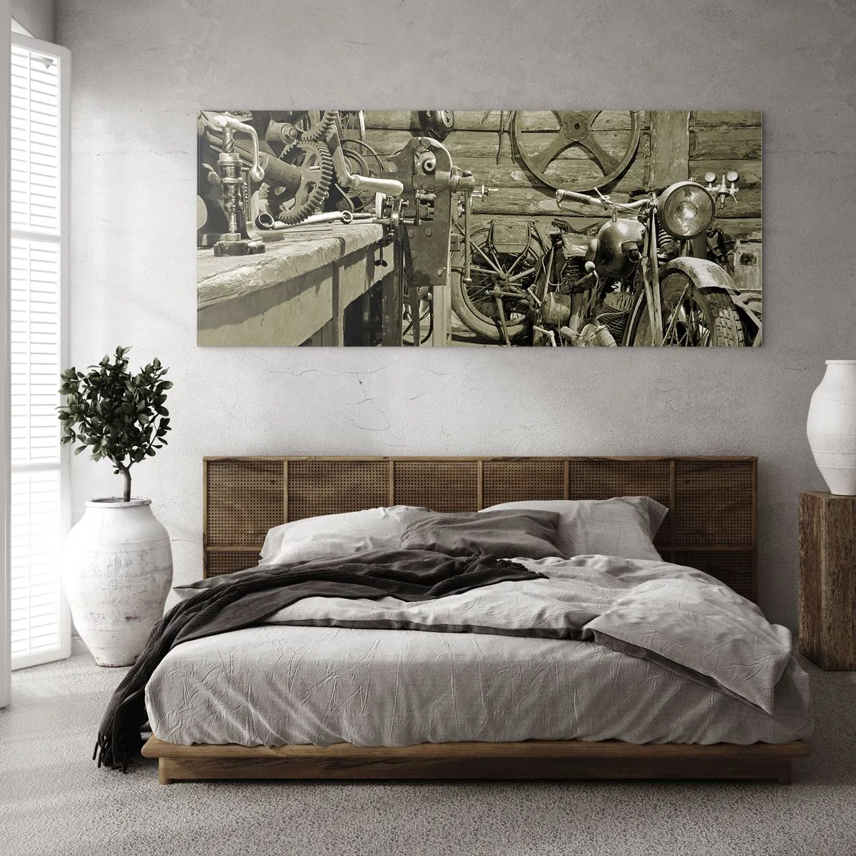 Tablou pe sticlă - În șopronul unchiului Vlad - 90x30 cm