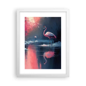 Poster în ramă albă - Reculegere pentru păsări - 30x40 cm