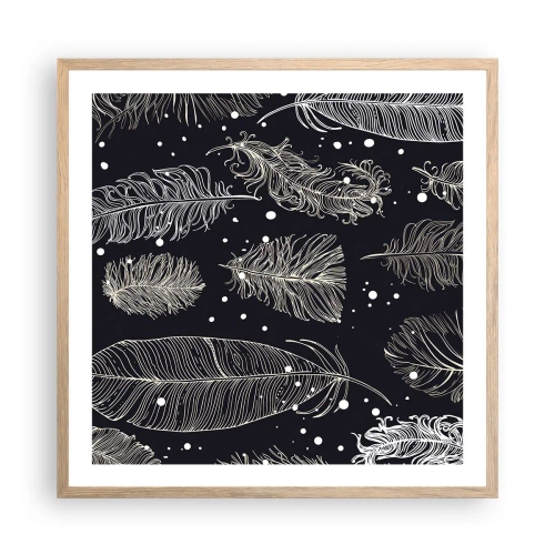 Poster în ramă de stejar deschis - Dantelă cu pene - 60x60 cm