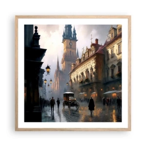 Poster în ramă de stejar deschis - Magia unei seri la Praga - 60x60 cm