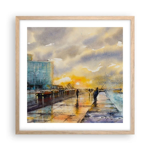 Poster în ramă de stejar deschis - Viața pe țărm - 50x50 cm