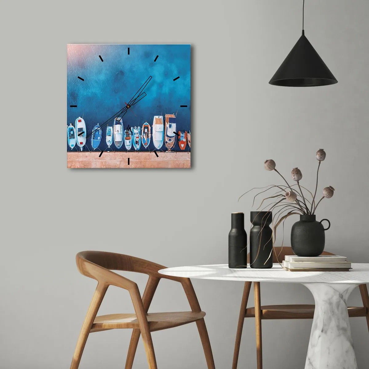 Ceas de perete - Ceas pe sticlă - Aliniere - 30x30 cm