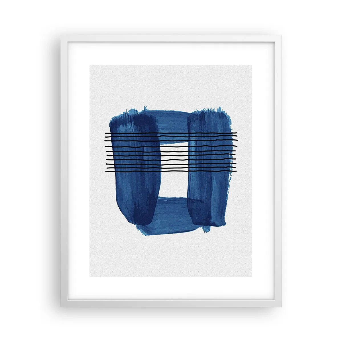 Poster în ramă albă - Compoziție albastru-negru - 40x50 cm
