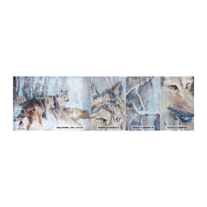 Mostră tapet Premium Sand - Atenție! Vine... - Animale, Lupii, pădure - 100x30 cm