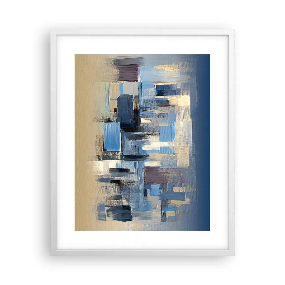 Poster în ramă albă - Construcție albastră - 40x50 cm