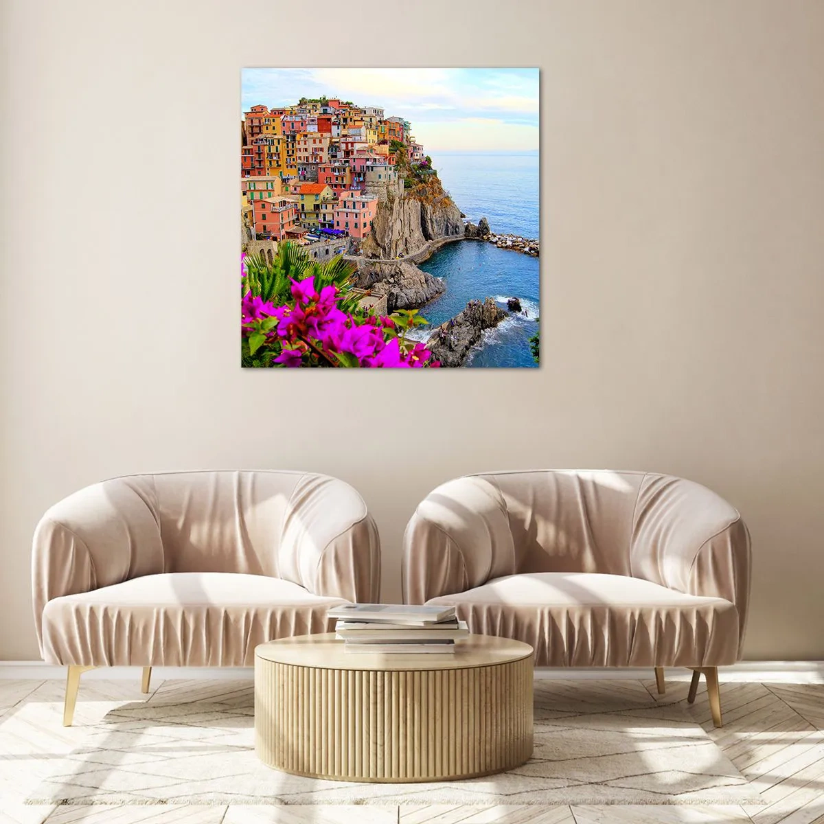 Tablou pe sticlă - Un oraș care râde - 70x70 cm