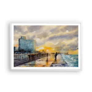 Poster în ramă albă - Viața pe țărm - 91x61 cm