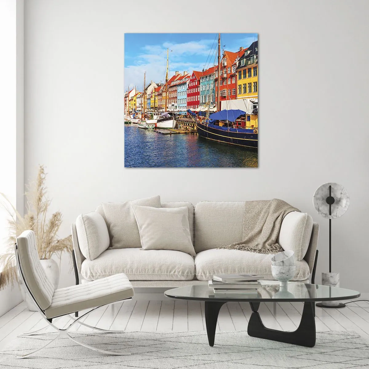 Tablou pe sticlă - Portul vesel - 50x50 cm