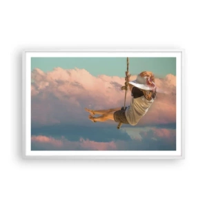 Poster în ramă albă - Distracție în nori - 91x61 cm