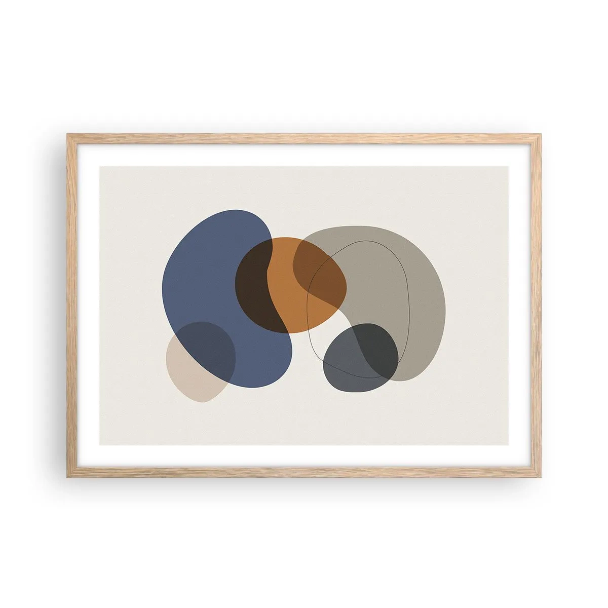 Poster în ramă de stejar deschis - Picături de culoare - 70x50 cm