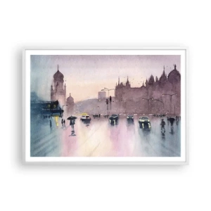 Poster în ramă albă - Într-o ceață ploioasă - 100x70 cm