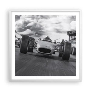 Poster în ramă albă - Cai putere! - 60x60 cm