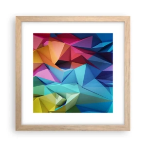 Poster în ramă de stejar deschis - Origami de curcubeu - 30x30 cm