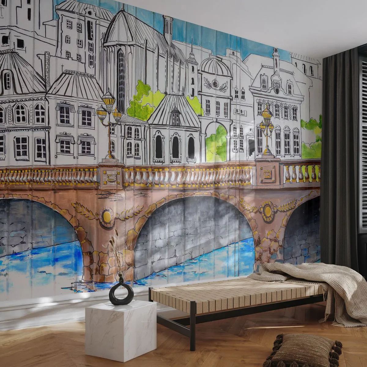 Tapet Standard Eco - Orașul frumos ca o pictură - Graffiti, Franţa, Arhitectură - 200x140 cm