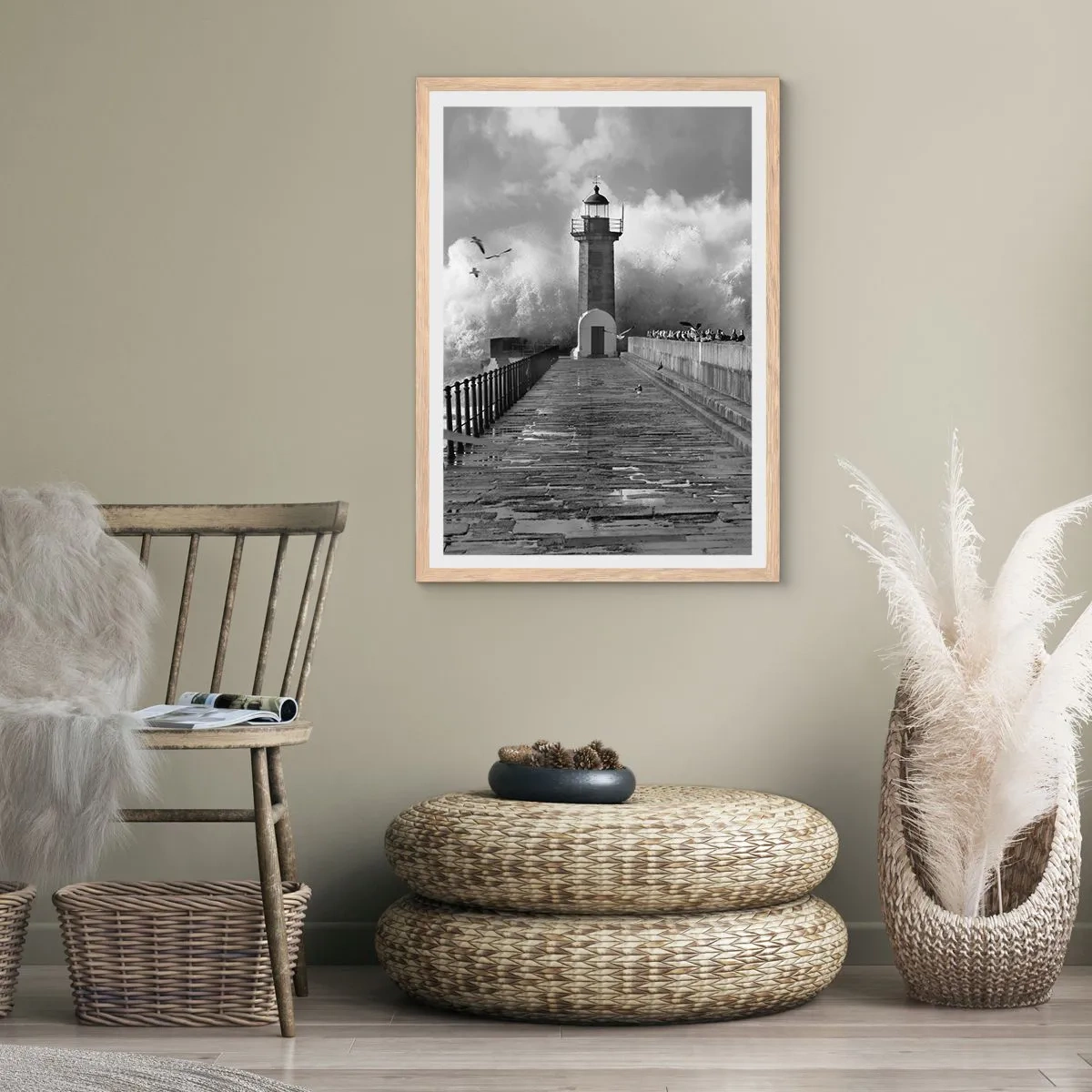 Poster în ramă de stejar deschis - Fără frică - 70x100 cm