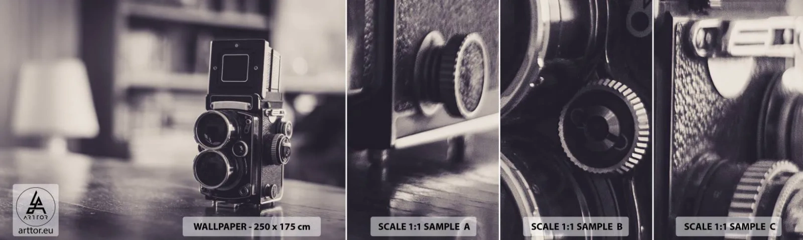 Mostră tapet autocolant Deluxe Sticker - Magia fotografiei vechi - Retro, aparat foto, Epocă - 100x30 cm