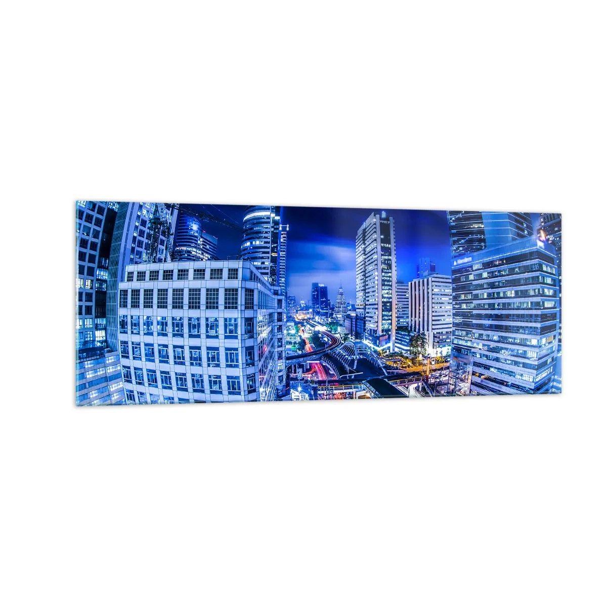 Tablou pe sticlă - Ritmurile orașului de noapte - 140x50 cm