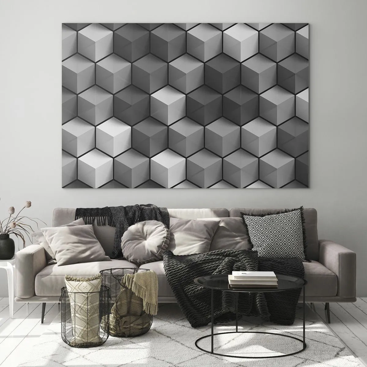 Tablou pe sticlă - Puzzle cubist - 100x70 cm