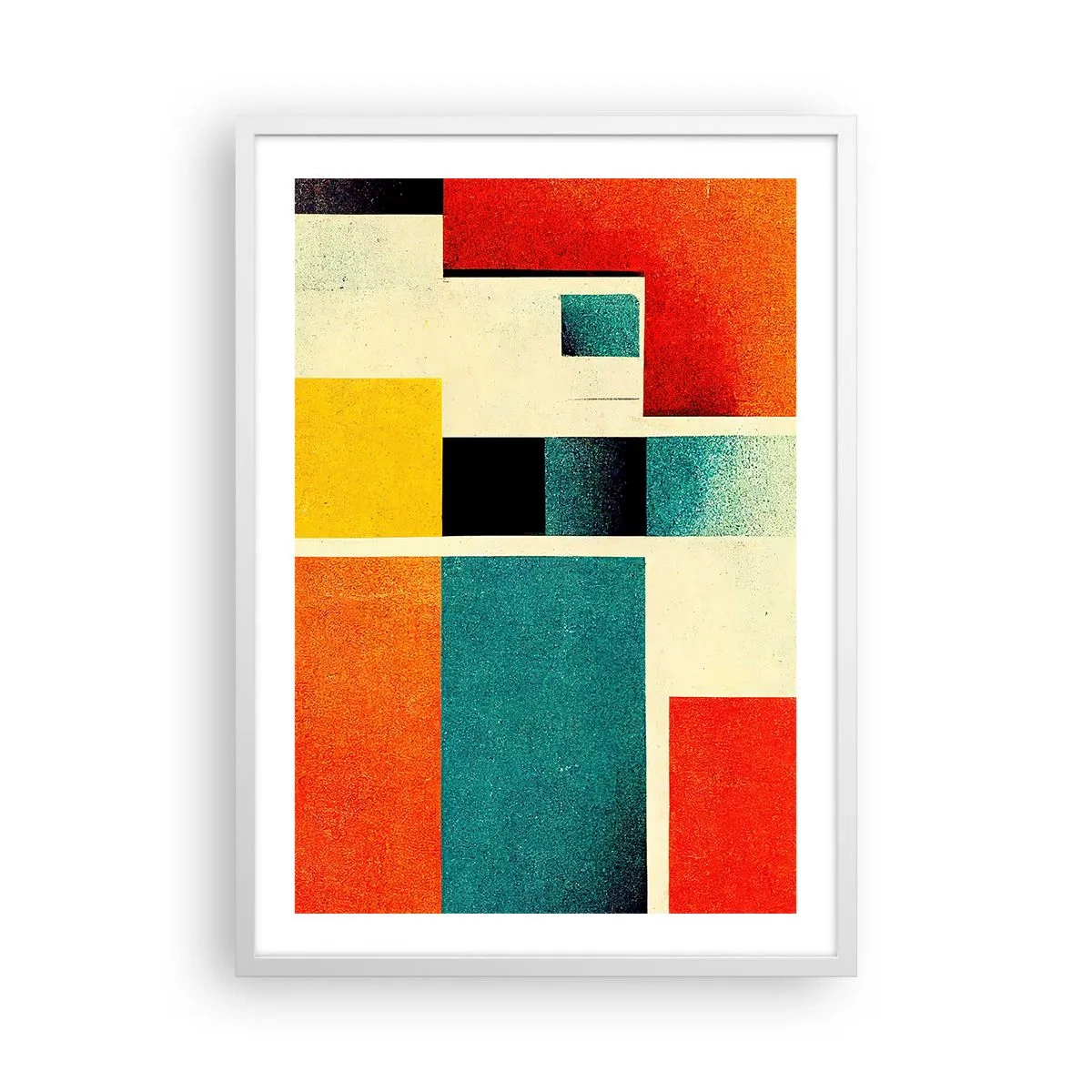 Poster în ramă albă - Abstracție geometrică - energie bună - 50x70 cm