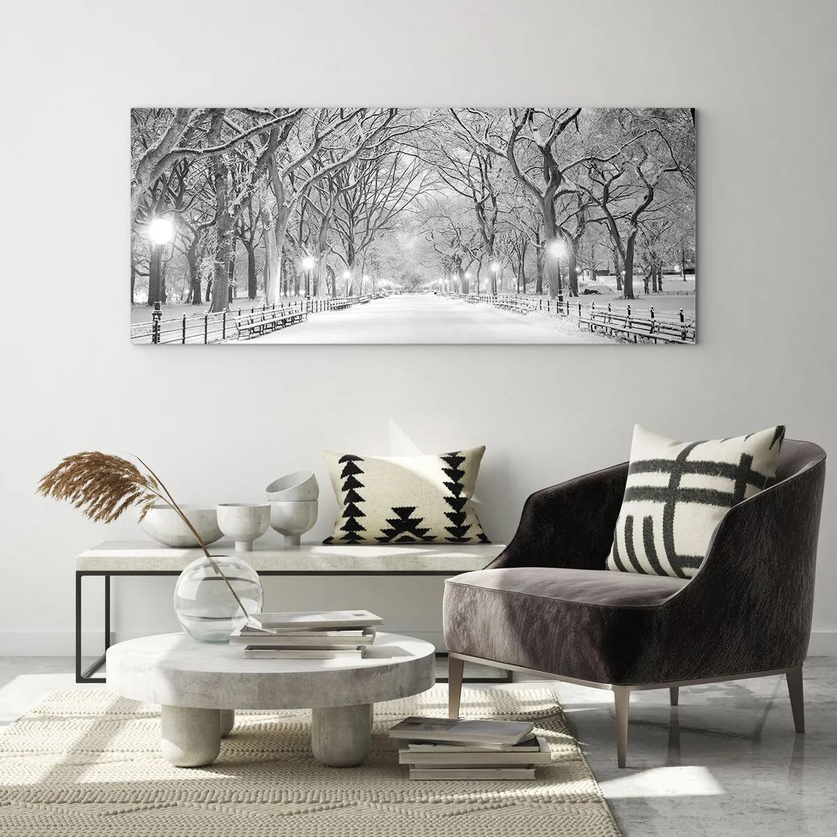 Tablou pe sticlă - Cele patru anotimpuri – iarna - 100x40 cm